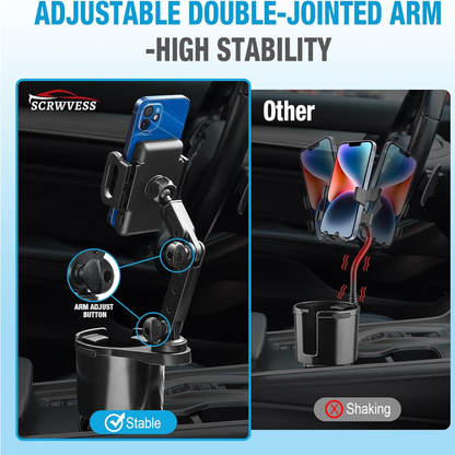 2-in-1 Universal Cup Holder Extender & Phone Mount